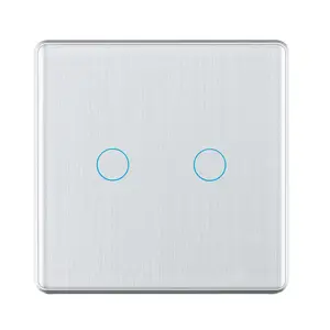 EU/UK ZigBee Smart Home Wifi Wall Touch Switch, Brushed Glass Aluminum Bezel Whole House Light Control Switch