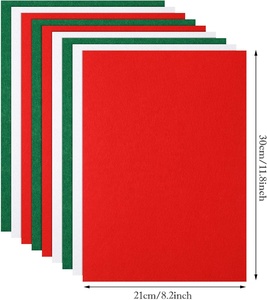 Tela de fieltro suave de 1 mm de espesor, hojas de fieltro de color rojo, verde y blanco de <span class=keywords><strong>Navidad</strong></span> para vacaciones, manualidades DIY, arte de costura, decoración de <span class=keywords><strong>Navidad</strong></span> - Product Image 3