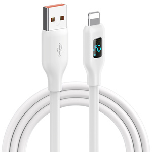 Câble de données USB 8 broches en silicone à charge rapide 12W avec affichage numérique LED de bonne qualité pour <span class=keywords><strong>iPhone</strong></span>, certifié CE/FCC, garantie <span class=keywords><strong>12</strong></span> mois - Product Image 3