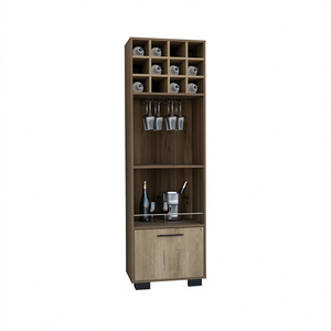 Mueble bar para vinos de madera de caoba, diseño moderno independiente, almacenamiento en esquina con soporte para copas y cajón. - Product Image 1