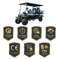 Voiturette de golf électrique tout-terrain Tarion personnalisable 6 places avec batterie au lithium, pneus tout-terrain, caddie arrière, vitesse 35 km/h, autonomie 90 km, en acier
