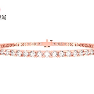 Solid 10K 14K 18K Gold Full Lab Grown Diamond Tennis Bracelet VVS Luxury Bangle Bracelet Valentine's Day <b>Gift</b> - Product Image 2