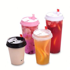 Vasos Desechables Ecológicos de Alta Calidad, Transparentes, de PP de Pared Simple, de 12oz, 16oz y 22oz, con Impresión Personalizada y Pajita para Té con Leche - Product Image 1