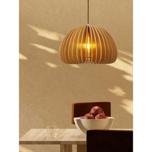 Japanese Retro Wooden Pendant <b>Light</b> Round E27 LED Bedroom <b>Dining</b> Room Chandelier - Product Image 1