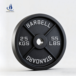 Équipement de fitness Plaques de poids libres <span class=keywords><strong>en</strong></span> <span class=keywords><strong>fonte</strong></span> avec logo personnalisé standard Plaques de poids d'haltérophilie pour salle de sport - Product Image 1