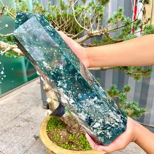 맞춤형 대형 타워 고품질 광택 천연 치유 대형 이끼 마노 타워 크리스탈 포인트 - Product Image 2