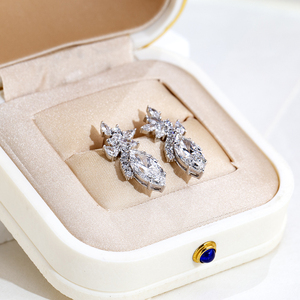 Boucles d'oreilles Messi Jewelry MSE-838 en or blanc 18 carats avec diamants marquise pour femmes - Product Image 5