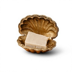 Porte-savon classique en métal plaqué or, décoratif pour salle de bain, facile à nettoyer, présentoir de comptoir, boîte à savon de luxe avec fermeture - Product Image 1