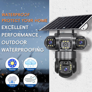 Outdoor V380Pro 4G Three-Lens Three-Screens IP66 Two-Way Audio AI Night Vision Surveillance System Solar <b>Security</b> Network Camera - Product Image 6