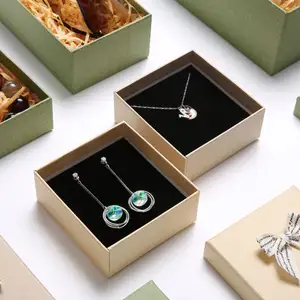 Custom logo printed cardboard gift box bracelet earring necklace ring packaging luxury jewelry art paper box with lid cover