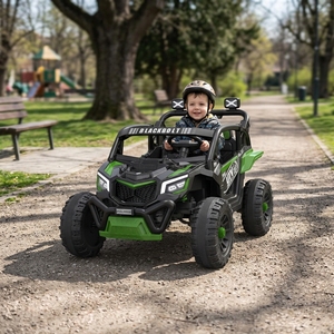 Buggy UTV pour enfants à batterie, deux places, grand espace, roues en caoutchouc, son de moteur réaliste, phares LED, port USB MP3 - Product Image 3
