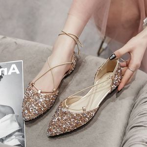 <span class=keywords><strong>Sandali</strong></span> da esterno 2025 estivi alla caviglia con spalline e paillettes con punta chiusa di lusso <span class=keywords><strong>sandali</strong></span> piatti da donna 2025 - Product Image 6