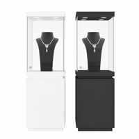 Vitrine de présentation pour bijouterie, cadre métallique sur mesure, base en bois, verre trempé, vitrine LED, équipement de vente en gros