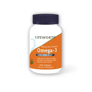 Lifeworthy – Capsules d'huile de poisson Omega 3, supplément Softgels wt, huile de poisson à haute teneur en ha/EPA