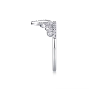 SGARIT Bague en or blanc 18 carats avec design couronne, sertie de diamants naturels, forme diadème, bijoux fins pour femmes - Product Image 4