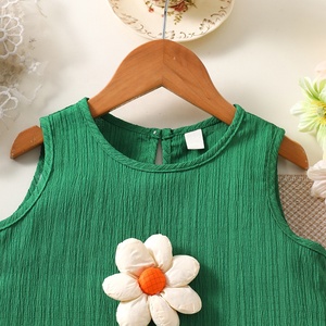 ชุดเดรสฤดูร้อนลายดอกไม้ 3 มิติ แขนกุด แต่งระบายชายกระโปรง สำหรับเด็กวัยหัดเดิน เด็กผู้หญิง สวมใส่สบายๆ ในชีวิตประจำวัน - Product Image 3