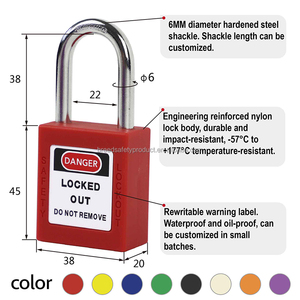 <span class=keywords><strong>Lucchetto</strong></span> LOTO con grillo in acciaio temprato <span class=keywords><strong>e</strong></span> corpo in nylon colorato, con chiavi a cuneo unificato o diverse, 1 <span class=keywords><strong>chiave</strong></span> - Product Image 2