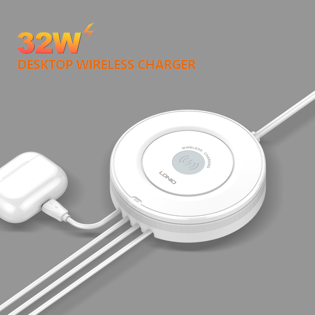 LDNIO AW003 Wireless Phone Charger High Speed Pd Qc 3.0 Type c Usb Quick Phone 32w Us Eu Uk Au Traveling Portable Dual Usb Fast