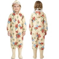 Ensemble imperméable respirant à fermeture éclair 100 % polyester imprimé floral pour bébés filles et garçons, idéal pour les jeux en extérieur (vente en gros)