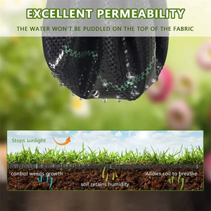 Toile de paillage PP noire anti-mauvaises herbes, tissu paysager anti-UV pour terres agricoles - Product Image 2