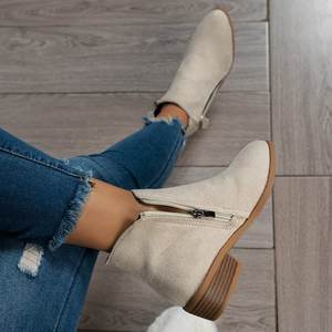 2024 סתיו חורף נשים זמש זפר כפול רוכסן מגפיים קצרים בסגנון אירופאי אמריקאי - Product Image 3