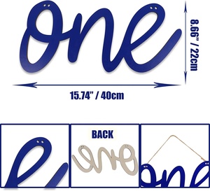 Segno di <span class=keywords><strong>legno</strong></span> di compleanno una lettera di ritaglio uno per il primo compleanno del ragazzo decorazione della parete della festa di compleanno espositore da tavolo Banner per seggiolone - Product Image 2