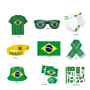 ชุดของขวัญเชียร์ฟุตบอลบราซิล 2026 เสื้อยืดลายธงชาติ หมวก กำไลข้อมือ ผ้าพันคอ สีเพ้นท์หน้า แว่นตา สำหรับแฟนบอล - Product Image 1