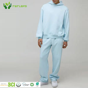 Conjunto Deportivo Informal para Hombre, Talla Grande, Color Sólido, Ecológico, 100% Algodón Orgánico, Sudadera con Capucha de Manga Larga, Primavera - Product Image 1