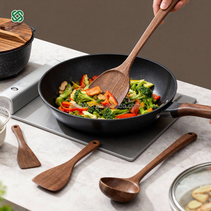 مجموعة أدوات طهي فاخرة من خشب الأبنوس الطبيعي بالجملة من المصنع، أدوات طهي خشبية متينة غير لاصقة وصديقة للبيئة للمطبخ - Product Image 3