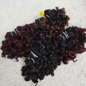 Promotion : 25 $ par lot de 8 mèches de cheveux humains bouclés afro de 10 pouces, 100 % naturels, colorés, extensions de cheveux brésiliens Remy, vente en gros directe usine - Product Image 1