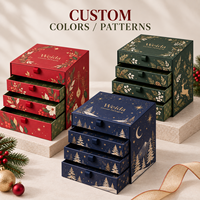 Boîte cadeau personnalisée à tiroirs en carton rigide à quatre niveaux avec ruban, emballage de Noël pour les fêtes