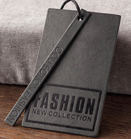 Étiquettes à suspendre en papier noir épais, impression uv, nom de marque, œillet en métal de luxe, étiquette à suspendre pour vêtements et vêtements avec épingle de sécurité