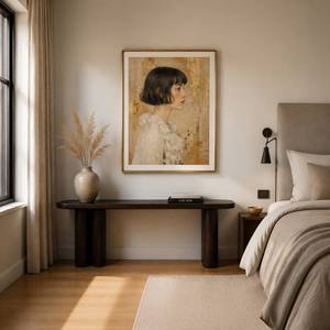 Peinture à l'huile sur toile personnalisée style <span class=keywords><strong>Klimt</strong></span>, portrait <span class=keywords><strong>de</strong></span> fille, cadre doré, peinte à la main, décoration murale, <span class=keywords><strong>reproduction</strong></span> - Product Image 5