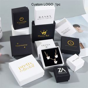 Manufacture <b>Wholesale</b> Custom Luxury <b>Small</b> Paper <b>Black</b> Gift Jewelry Storage Packaging <b>Box</b> With Logo - Product Image 1