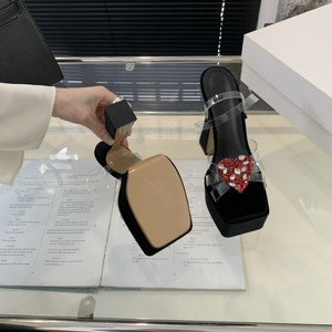 Rhinestone love Style 2024 New All-match High Heel Waterproof Platform Star <b>Sandals</b> - Product Image 5