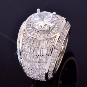 Bague de luxe unisexe en argent personnalisée avec diamant de laboratoire taille brillant, bijou de mode pour un style moderne - Product Image 3