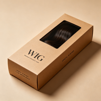 Boîte à perruques de luxe personnalisée avec fenêtre transparente et logo en feuille d'or - Boîte de présentation en papier kraft écologique pour extensions de cheveux en gros