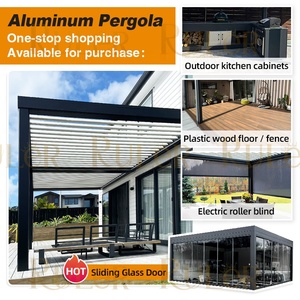 Pérgola de techo motorizada para exteriores, pérgola bioclimática impermeable con lupa de aluminio - Product Image 4