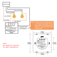Interruptor de Luz Inteligente ZigBee con Cable Neutro o sin Cable Neutro, Sin Necesidad de Condensador, Compatible con Smart Life/Tuya, 2/3 Vías