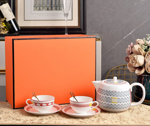 Luxury European Style White Minimalist 15 Piece Eco-friendly Bone China <b>Coffee</b> Set with <b>Gift</b> <b>Box</b> - Product Image 4