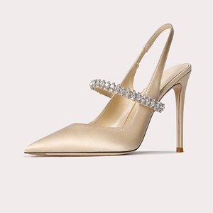 Sandalias de Verano con una Sola Tira y Punta Cerrada para Mujer, Tallas 32-45, con Pedrería, Estilo 2026, Tacón de Aguja, Punta Puntiaguda, Cierre de Hebilla de Satén de Seda - Product Image 3