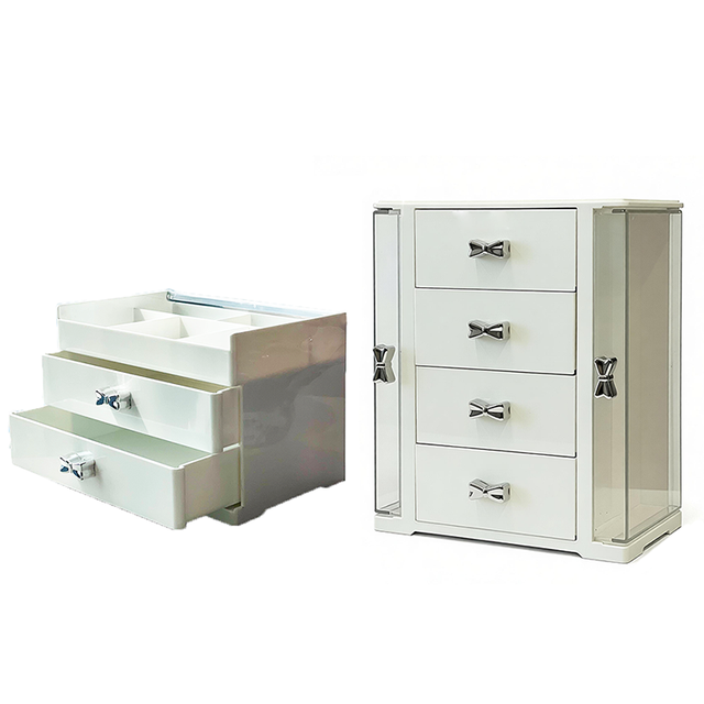 Wholesale Two Four Level Chest of Drawers Chrome Plated Plastic Storage Box Japanese Korean Style Makeup Storage Box