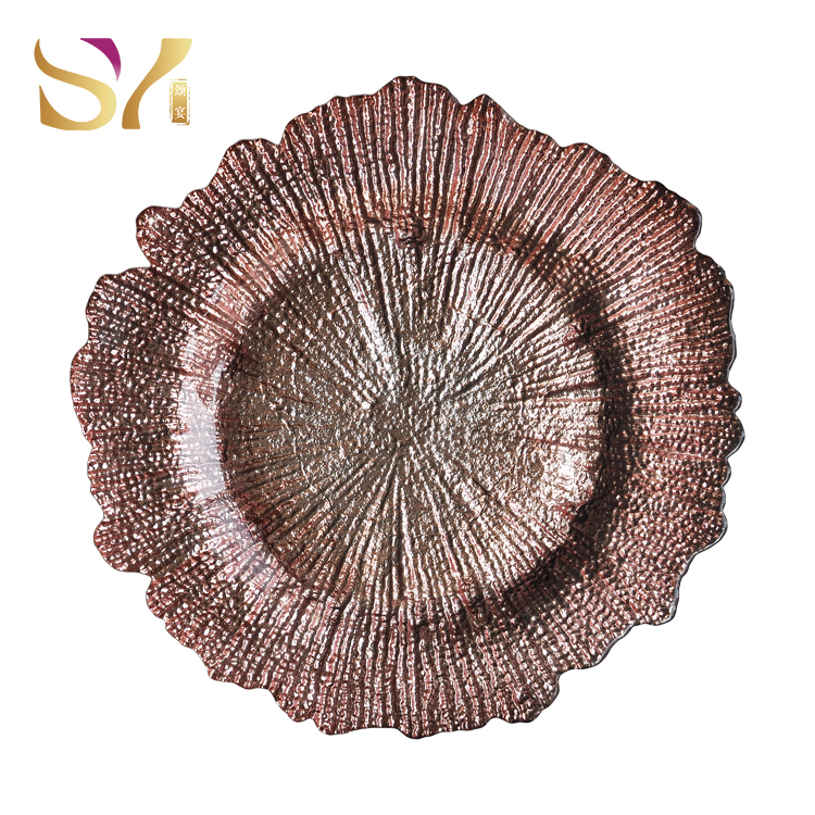 rose gold reef charger plates