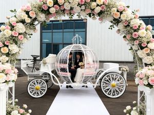 Chariot de Mariage Européen de Luxe en Forme de Citrouille Cendrillon, Doré et Blanc, pour Princesse - Product Image 1