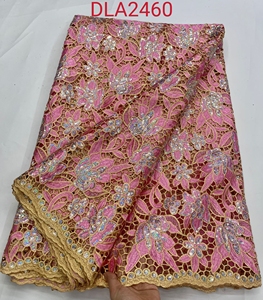 Haute qualité coloré Guipure cordon dentelle broderie paillettes tissus belle fête de mariage conception Soluble dans l'eau dentelle tissus - Product Image 1