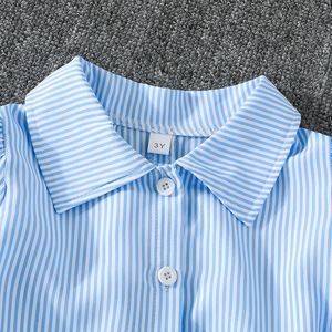 Completo da due pezzi casual a righe blu e bianche traspirante per bambine 2026: camicia e <span class=keywords><strong>pantaloni</strong></span> a gamba larga - Product Image 4
