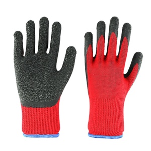 CE EN388-guantes de trabajo de seguridad para la construcción, protectores de manos recubiertos de goma y látex, color rojo, poliéster, arrugado - Product Image 4