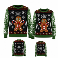 Tricotage personnalisé ODM pour femmes, motif homme en pain d'épices de Noël, manches longues, vêtements de fête assortis