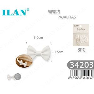 Papillon ILAN 3,0 cm x 1,5 cm, accessori per capelli bianchi per bambini, confezione da 8 pezzi - Product Image 1