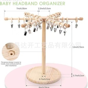 Wooden Rotating Hair Accessory Organizer Rack For <b>Baby</b> <b>Headbands</b> And Hair Ties With 30cm Rod And Disc Base - Product Image 5
